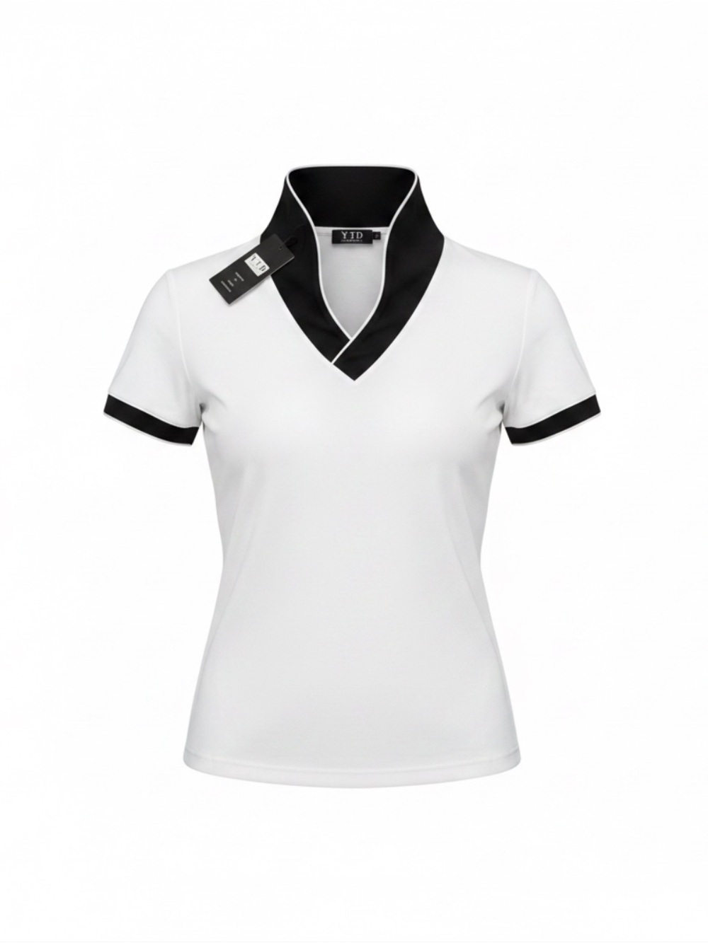 YID White Short-Sleeve Polo Top with Black Trim - Picture 1 of 1